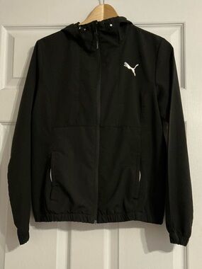 Puma Black Hooded Lightweight Windbreaker Jacket